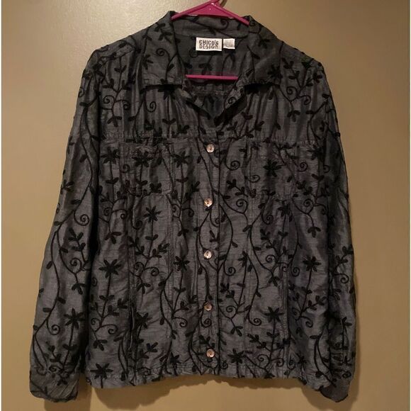 Chico’s Embroidered Jacket Size Medium - Picture 2 of 10